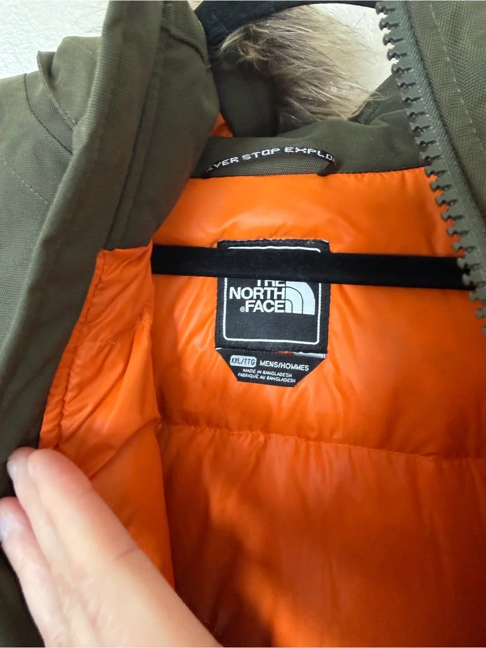 THE NORTH FACE Olive Green Mens McMurdo Down Parka Mens XXL Puffer Jacket Fur
